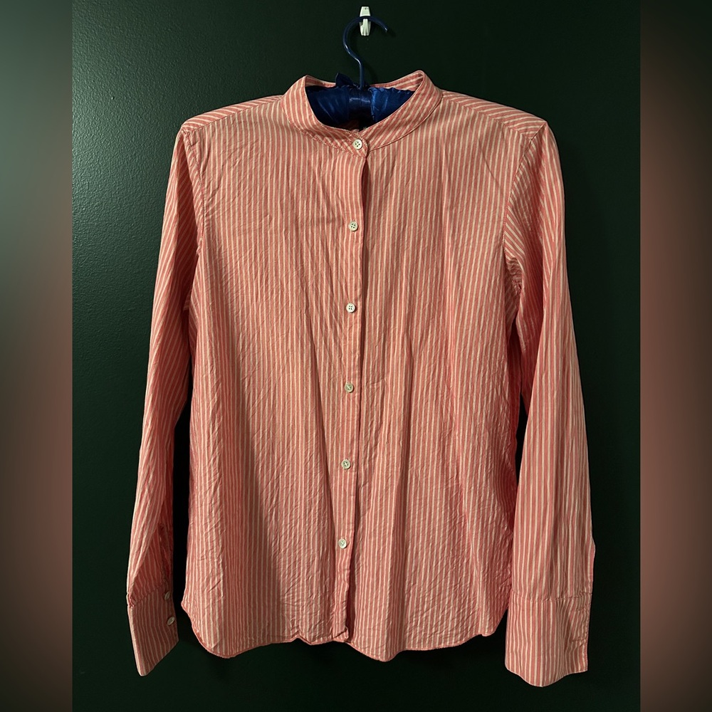 J. Crew Pink and White Striped Blouse